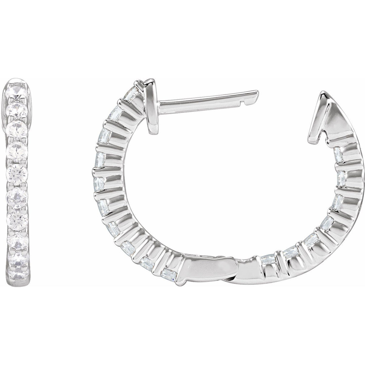 1/2 CTW Lab-Grown Diamond Inside-Outside Hinged Hoop Earrings