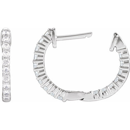 1/2 CTW Lab-Grown Diamond Inside-Outside Hinged Hoop Earrings