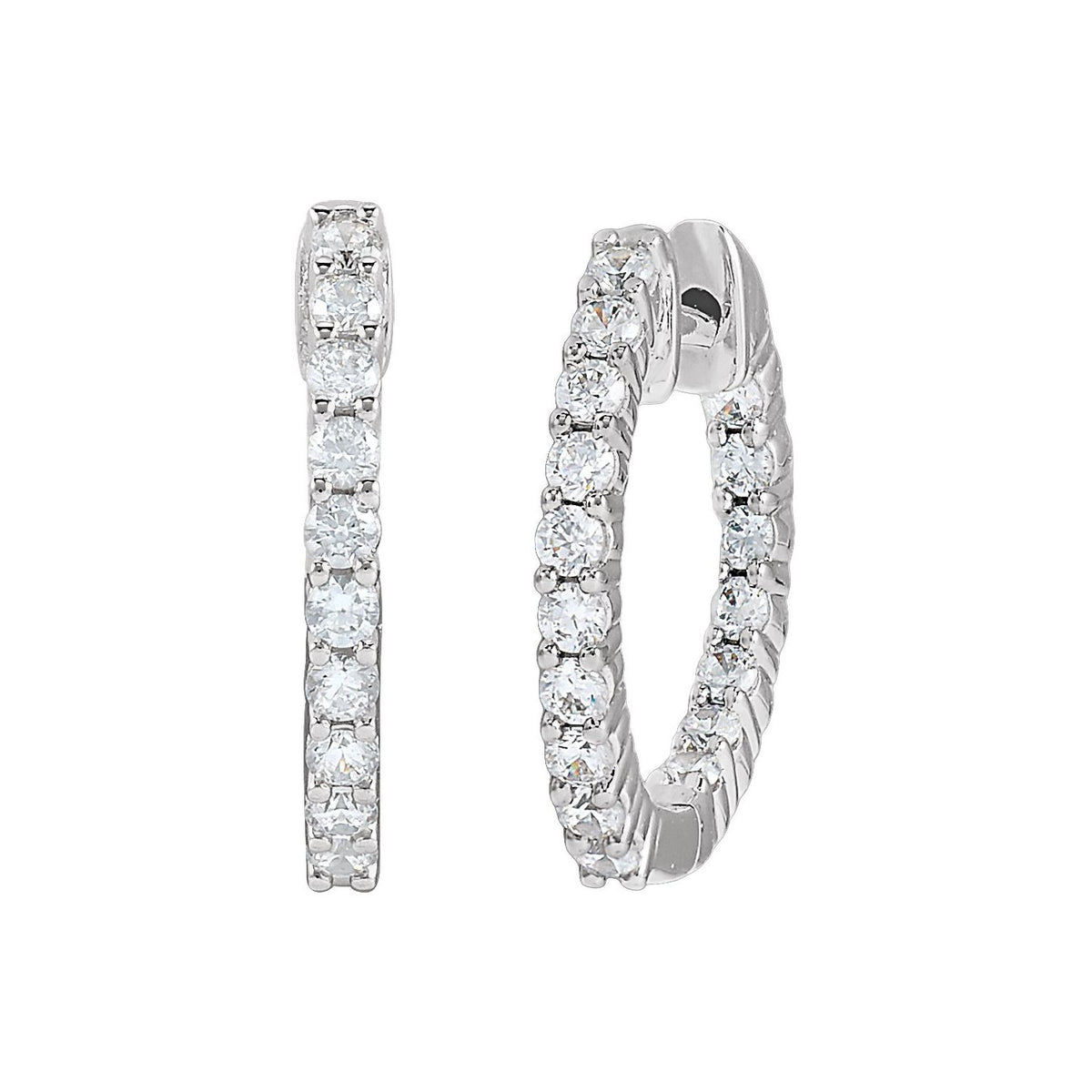 1/2 CTW Lab-Grown Diamond Inside-Outside Hinged Hoop Earrings