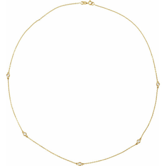 14K Yellow Gold 1 CTW Natural Diamond 5-Station 18" Necklace