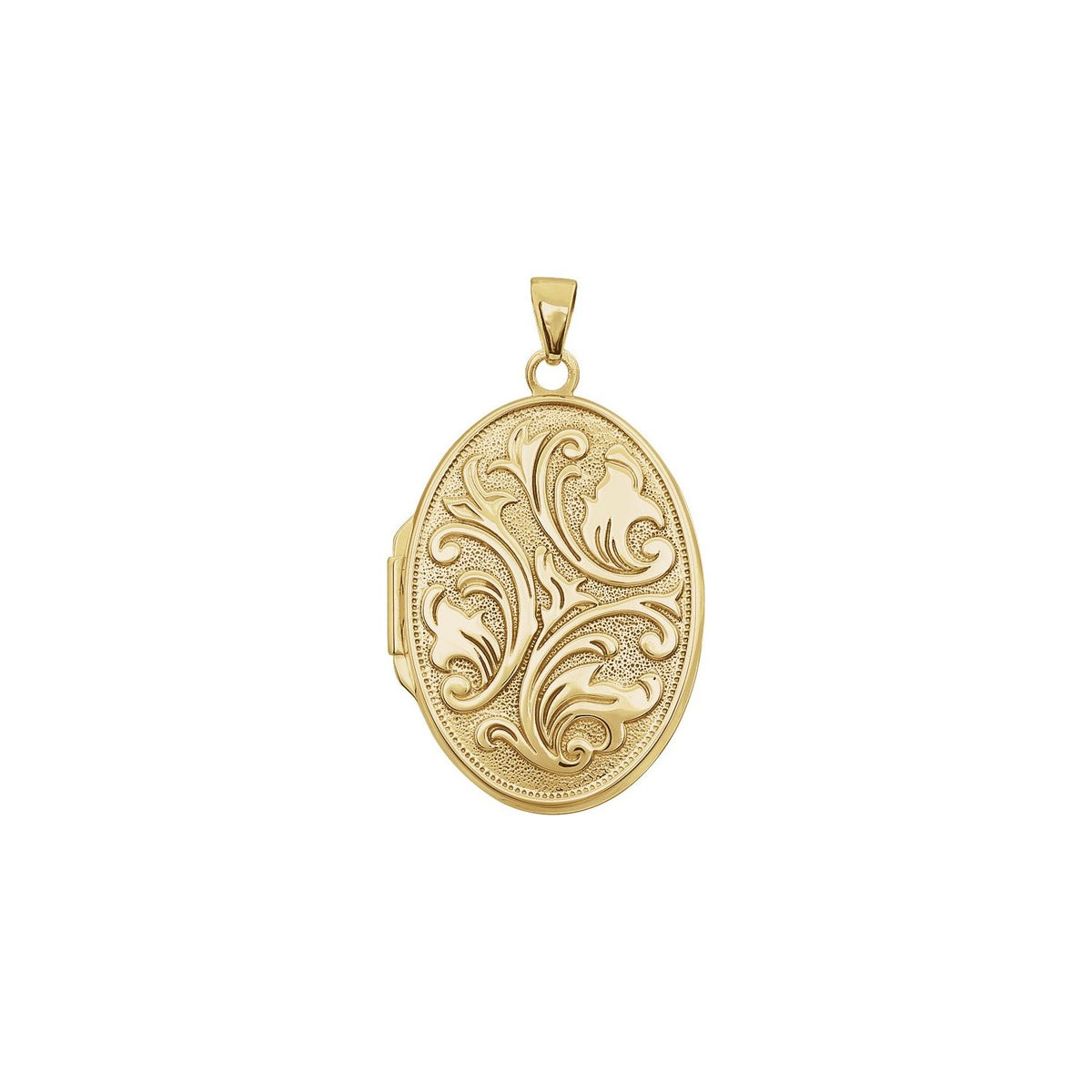 14K Yellow Gold Embossed Oval Locket