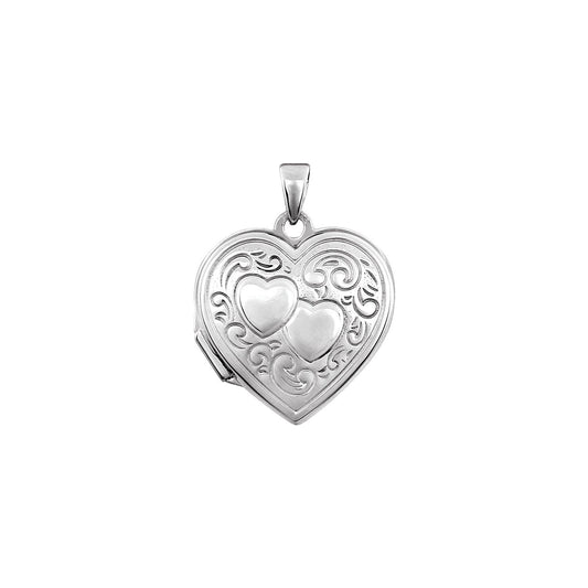 Sterling Silver Engravable Double Heart Locket