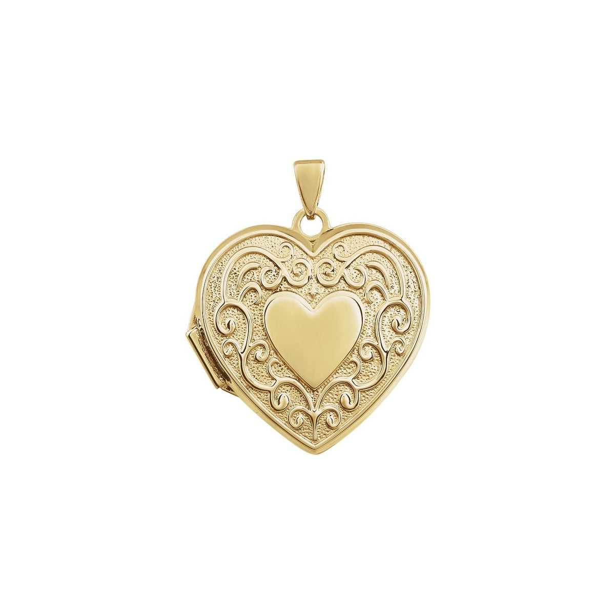 14K Yellow Gold Engravable Heart Locket