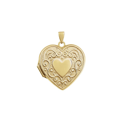 14K Yellow Gold Engravable Heart Locket