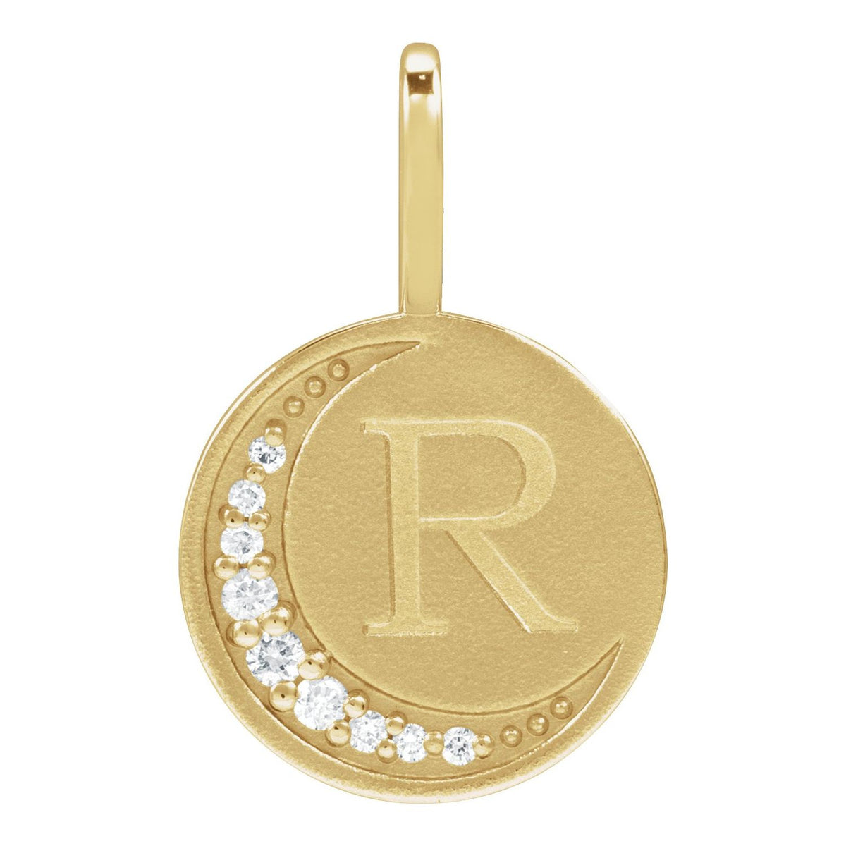 14K Yellow Gold Engravable .05 CTW Lab-Grown Diamond Crescent Moon Pendant