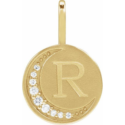 14K Yellow Gold Engravable .05 CTW Lab-Grown Diamond Crescent Moon Pendant