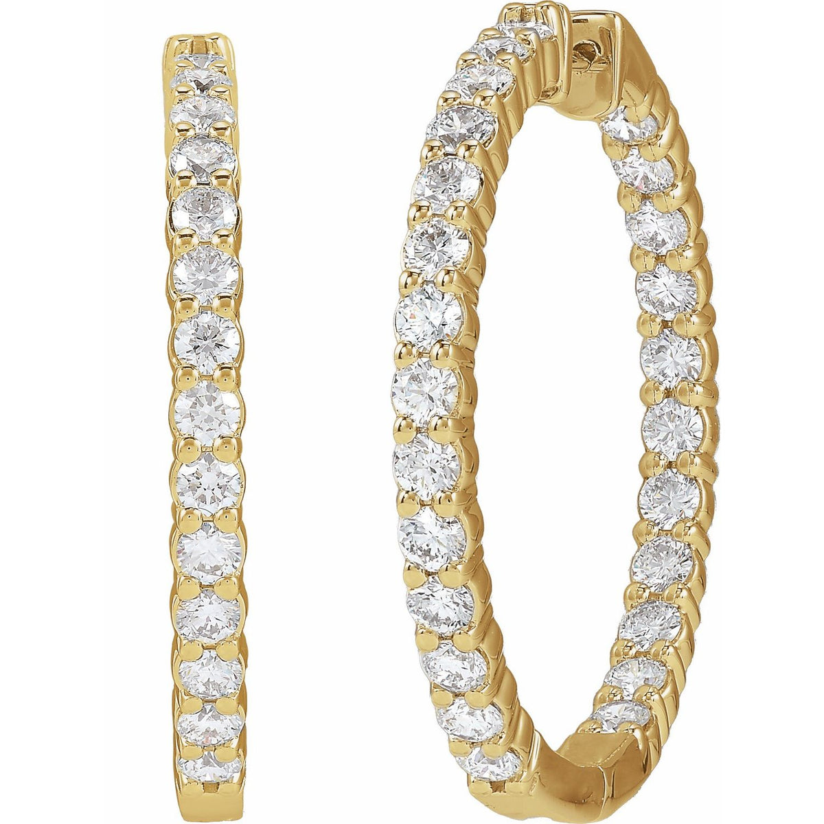 5 CTW Lab-Grown Diamond Inside-Outside Hinged Hoop Earrings