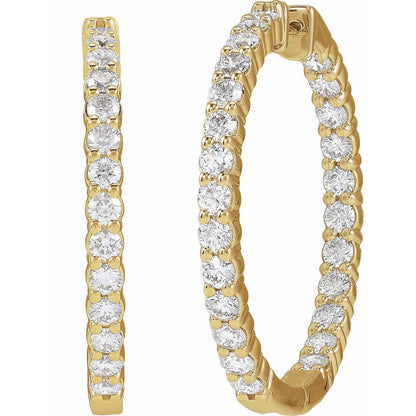 5 CTW Lab-Grown Diamond Inside-Outside Hinged Hoop Earrings
