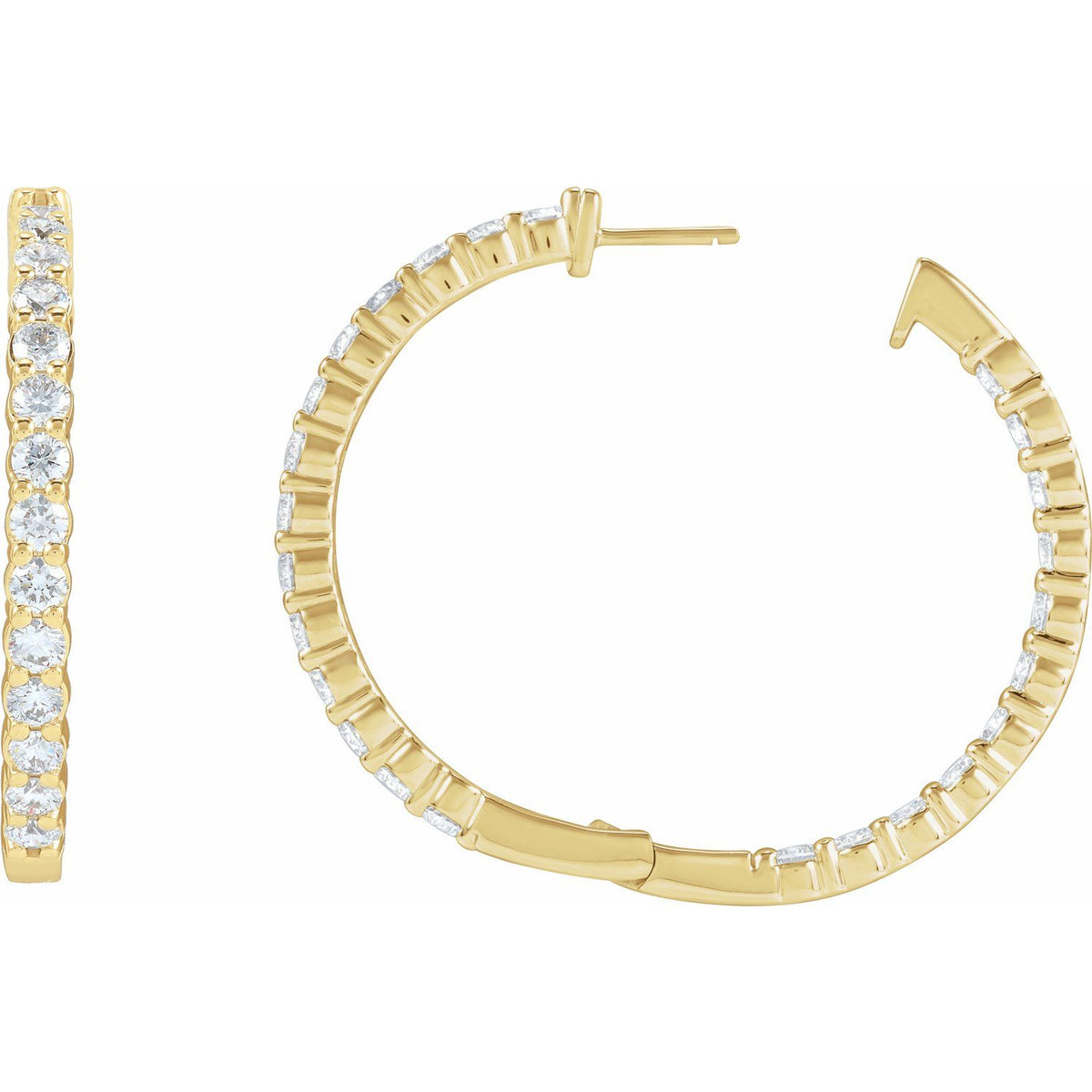 5 CTW Lab-Grown Diamond Inside-Outside Hinged Hoop Earrings
