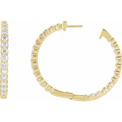 5 CTW Lab-Grown Diamond Inside-Outside Hinged Hoop Earrings