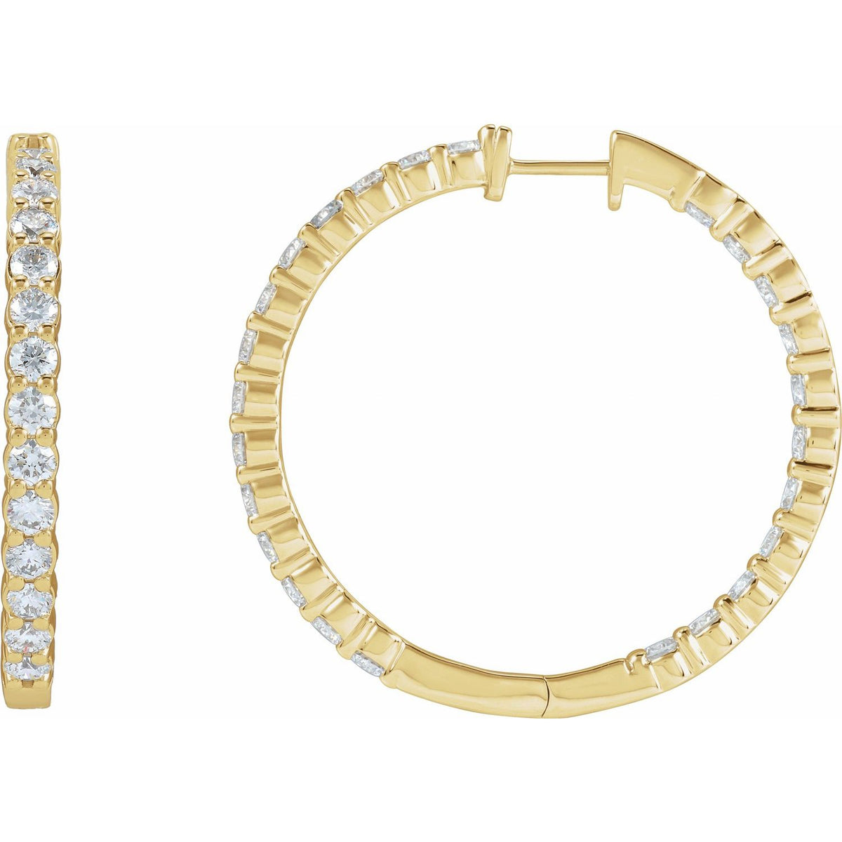5 CTW Lab-Grown Diamond Inside-Outside Hinged Hoop Earrings