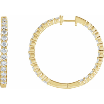 5 CTW Lab-Grown Diamond Inside-Outside Hinged Hoop Earrings