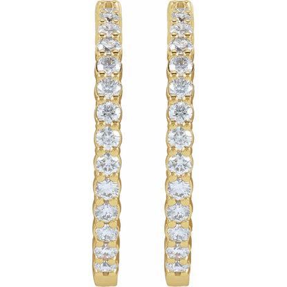 5 CTW Lab-Grown Diamond Inside-Outside Hinged Hoop Earrings