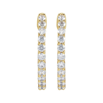 3/4 CTW Lab-Grown Diamond Inside-Outside Hinged Hoop Earrings