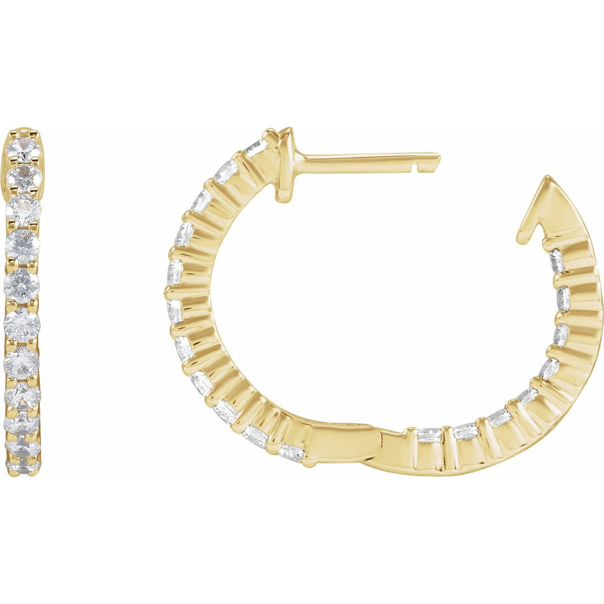 3/4 CTW Lab-Grown Diamond Inside-Outside Hinged Hoop Earrings