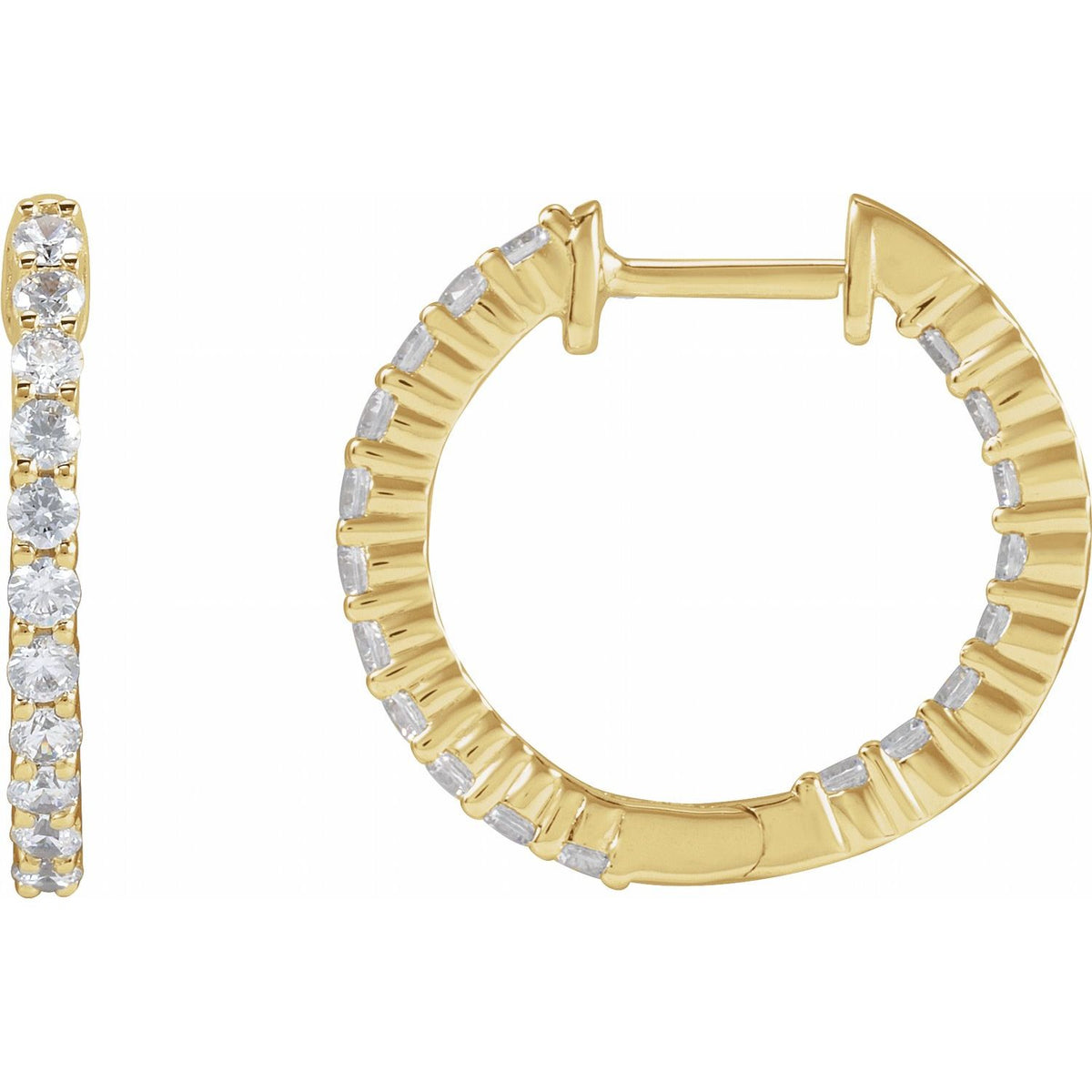3/4 CTW Lab-Grown Diamond Inside-Outside Hinged Hoop Earrings