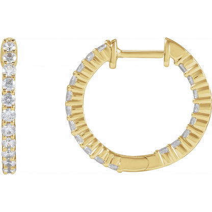 3/4 CTW Lab-Grown Diamond Inside-Outside Hinged Hoop Earrings