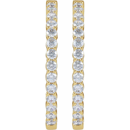 4 CTW Lab-Grown Diamond Inside-Outside Hinged Hoop Earrings