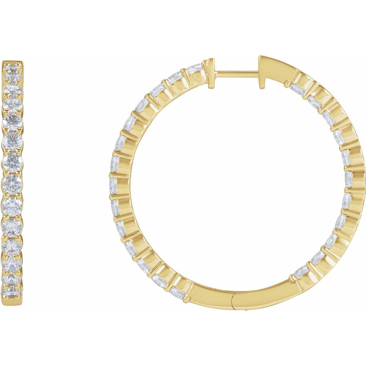 4 CTW Lab-Grown Diamond Inside-Outside Hinged Hoop Earrings