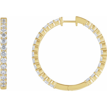 4 CTW Lab-Grown Diamond Inside-Outside Hinged Hoop Earrings