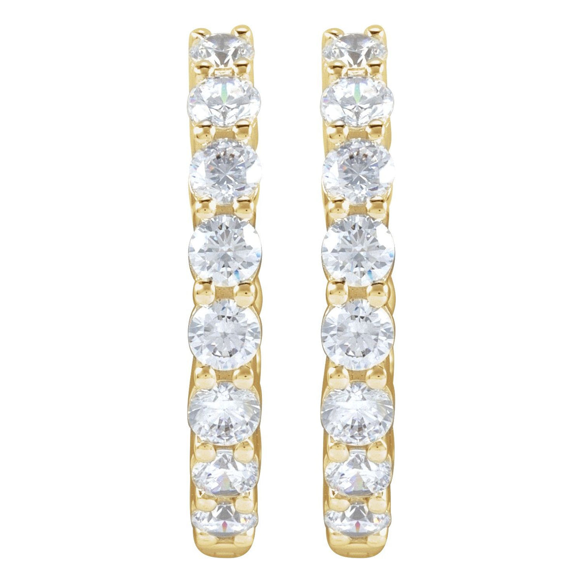 2 CTW Lab-Grown Diamond Inside-Outside Hinged Hoop Earrings