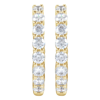 2 CTW Lab-Grown Diamond Inside-Outside Hinged Hoop Earrings