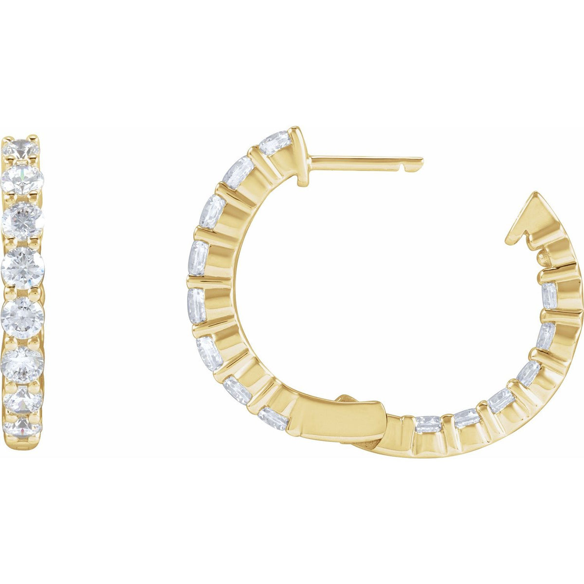 2 CTW Lab-Grown Diamond Inside-Outside Hinged Hoop Earrings