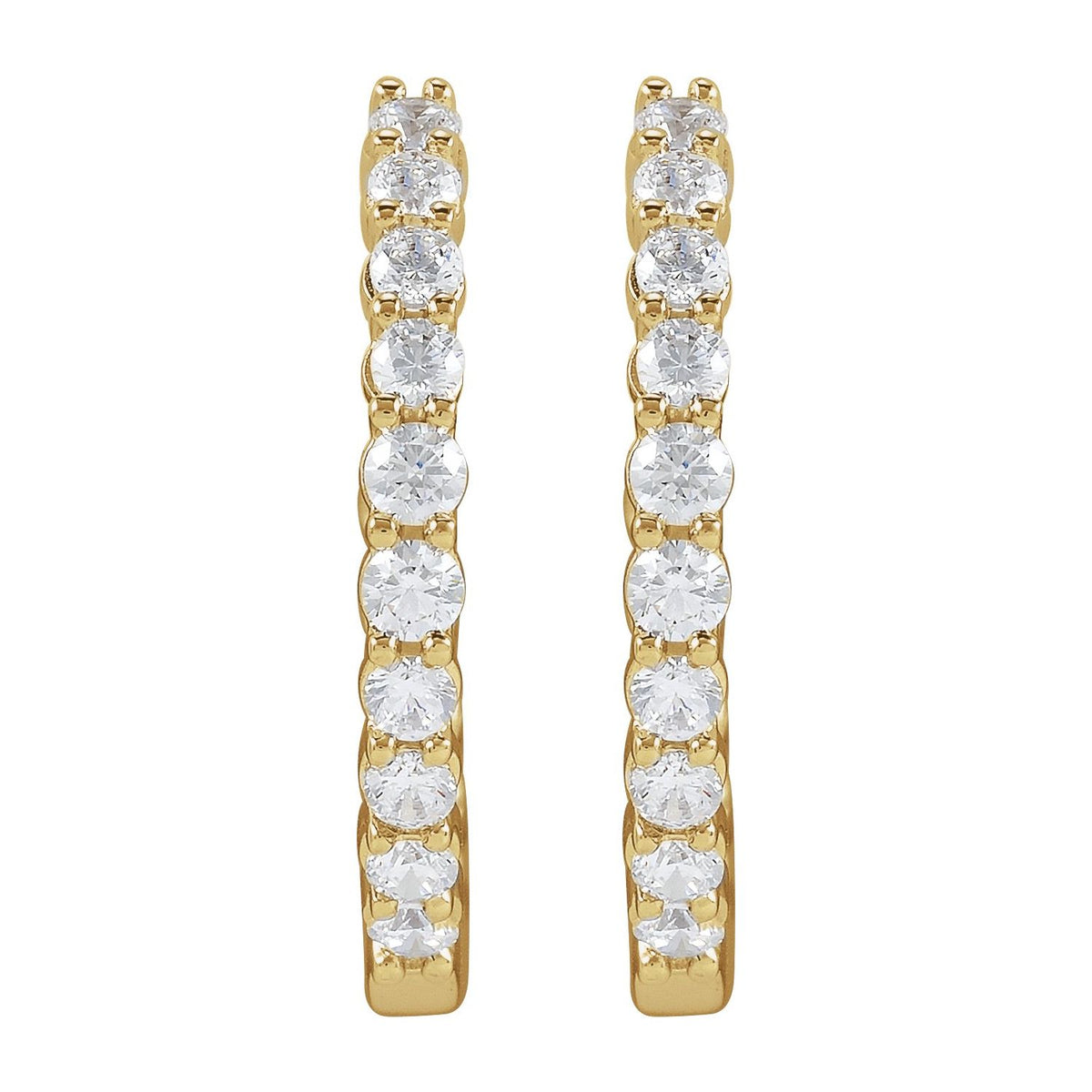1 CTW Natural Diamond Inside-Outside Hinged Hoop Earrings