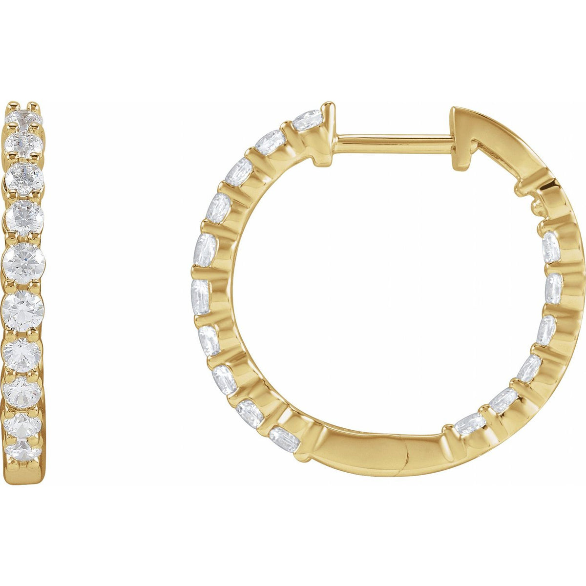 1 CTW Lab-Grown Diamond Inside-Outside Hinged Hoop Earrings