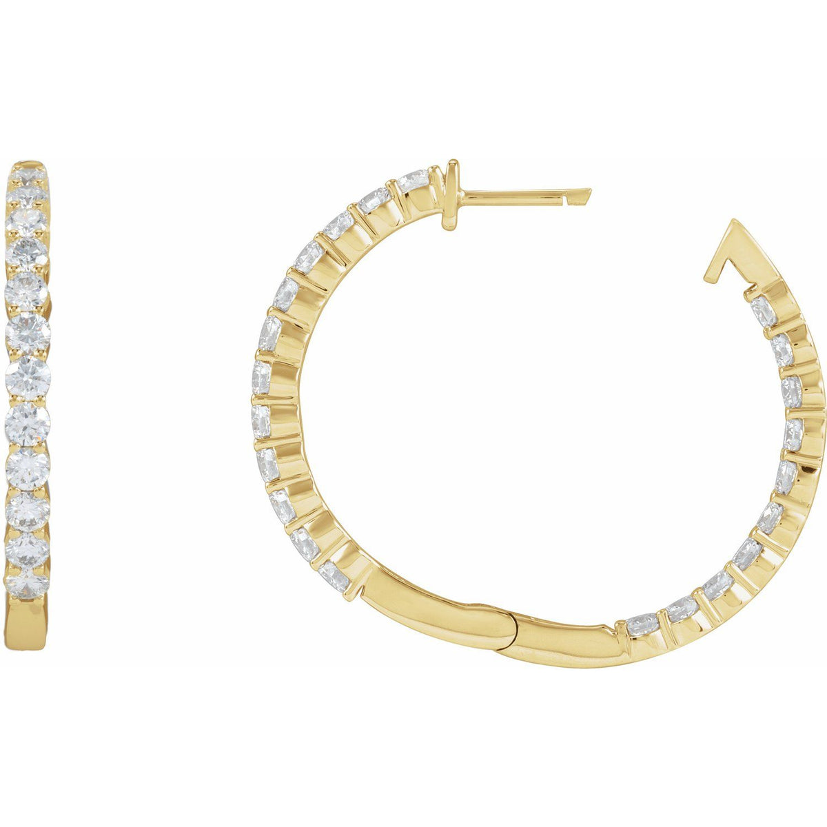 3 CTW Lab-Grown Diamond Inside-Outside Hinged Hoop Earrings