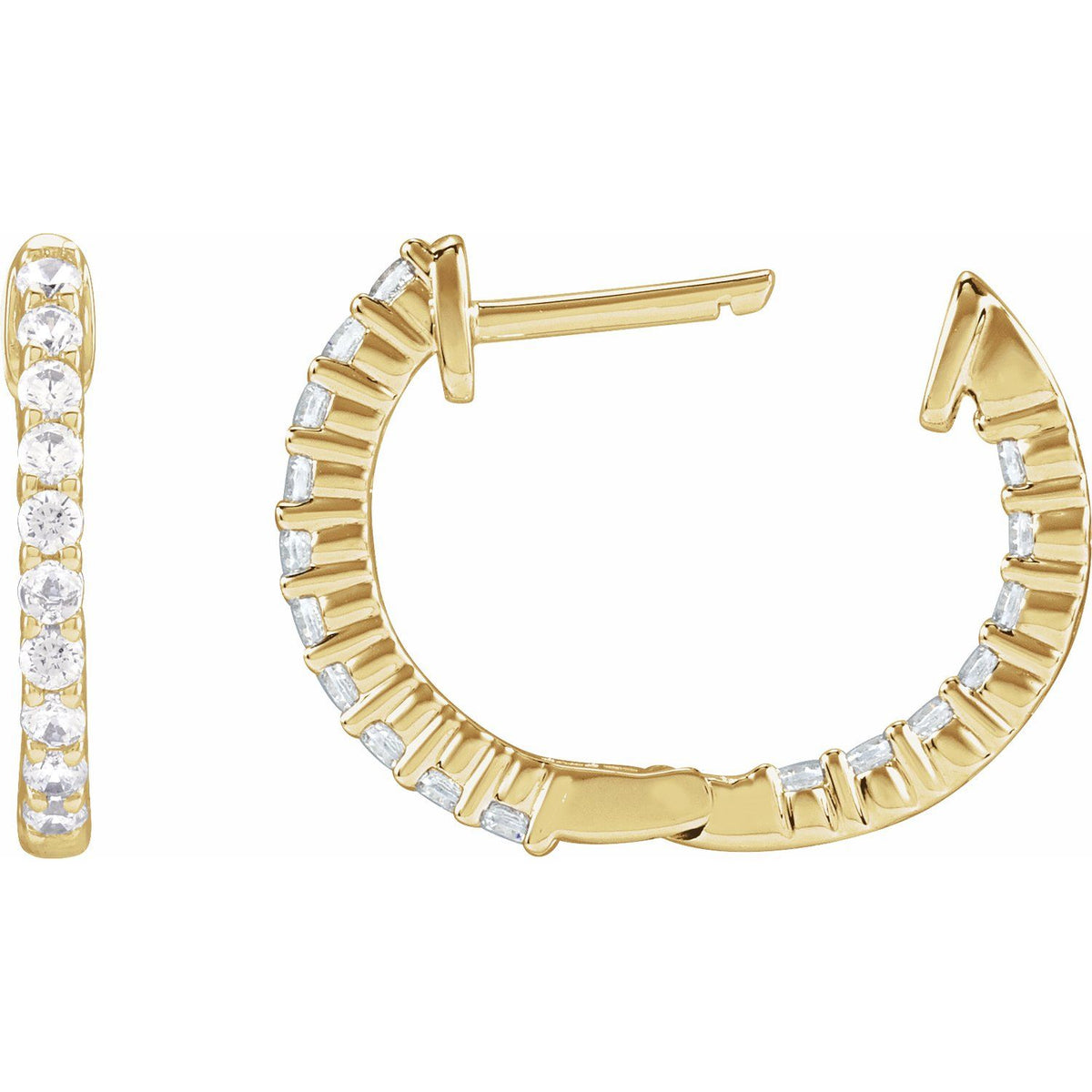 1/2 CTW Lab-Grown Diamond Inside-Outside Hinged Hoop Earrings
