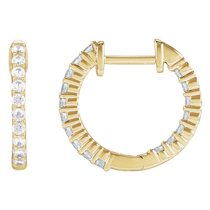 1/2 CTW Lab-Grown Diamond Inside-Outside Hinged Hoop Earrings