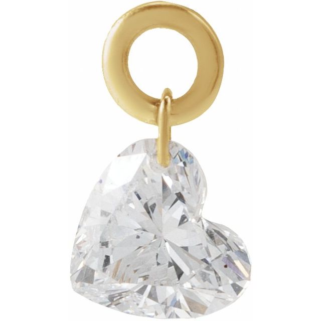 14K Yellow Gold 1/5 CTW Lab-Grown Diamond Drilled Heart Dangle