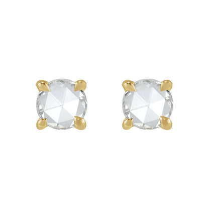 14K Yellow Gold 1/10 CT Rose-Cut Natural Diamond Stud Earring