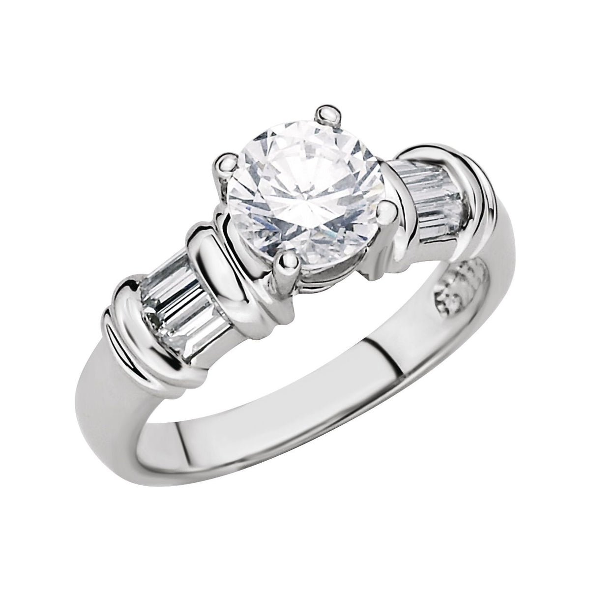 Platinum 1/6 CTW Natural Diamond Band, Baguette Accented Engagement