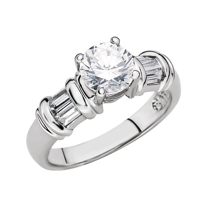 Platinum 1/6 CTW Natural Diamond Band, Baguette Accented Engagement