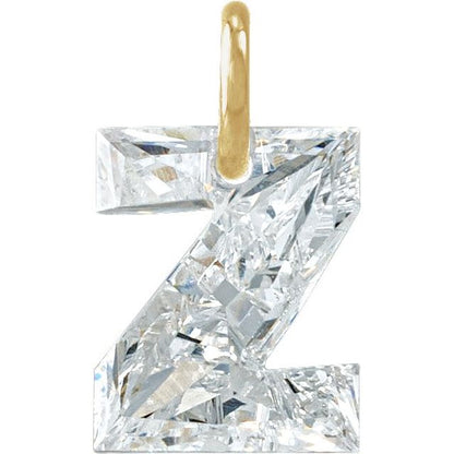 14K Yellow Gold 9/10 CT Lab-Grown Diamond Initial Dangle