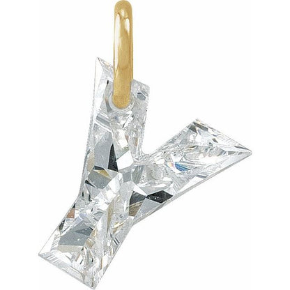 14K Yellow Gold 7/8 CT Lab-Grown Diamond Initial Dangle