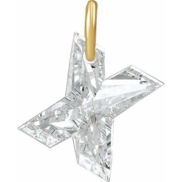 14K Yellow Gold 1 CT Lab-Grown Diamond Initial Dangle