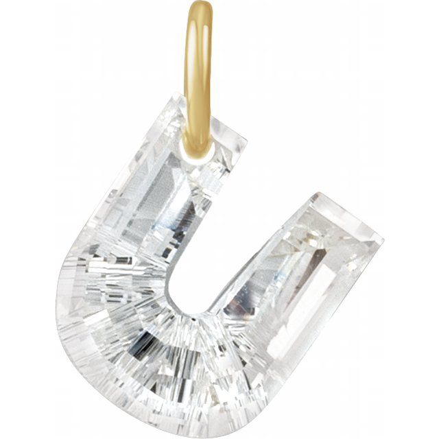 14K Yellow Gold 1 CT Lab-Grown Diamond Initial Dangle