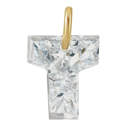 14K Yellow Gold 9/10 CT Lab-Grown Diamond Initial Dangle