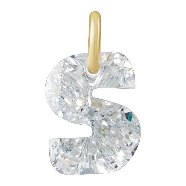 14K Yellow Gold 7/8 CT Lab-Grown Diamond Initial Dangle