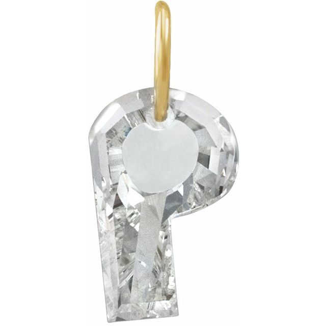 14K Yellow Gold 3/4 CT Lab-Grown Diamond Initial Dangle
