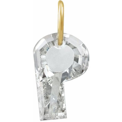 14K Yellow Gold 3/4 CT Lab-Grown Diamond Initial Dangle