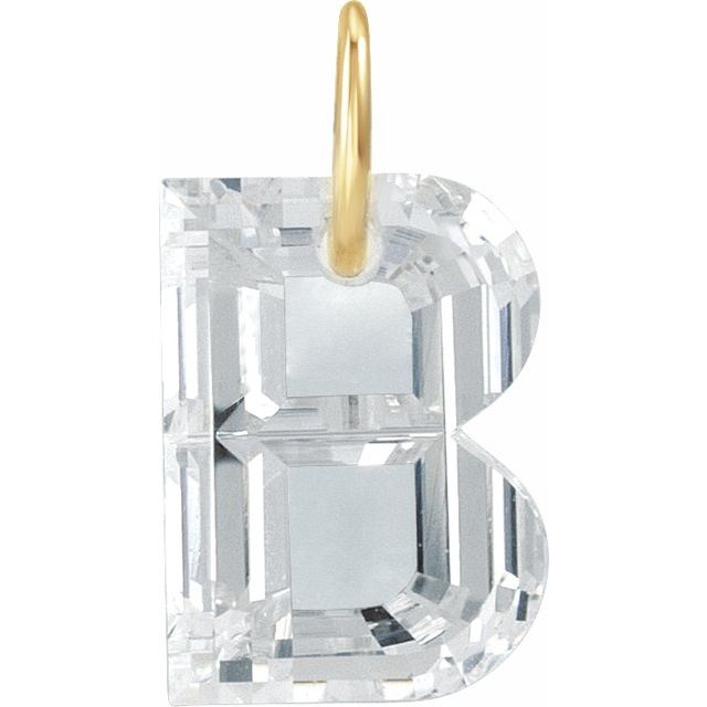 14K Yellow Gold 1 1/5 CT Lab-Grown Diamond Initial B Dangle