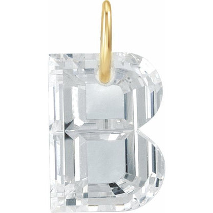 14K Yellow Gold 1 1/5 CT Lab-Grown Diamond Initial B Dangle