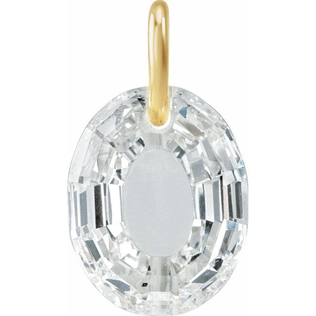 14K Yellow Gold 9/10 CT Lab-Grown Diamond Initial Dangle