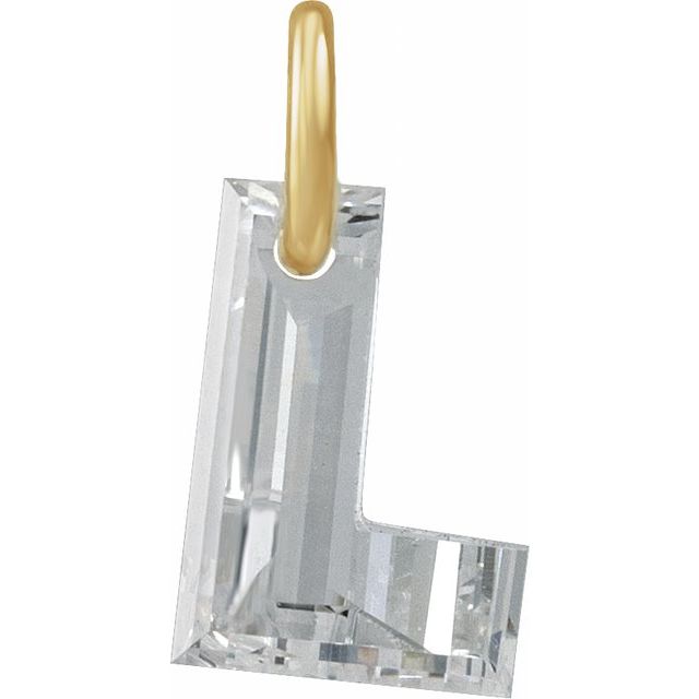 14K Yellow Gold 5/8 CT Lab-Grown Diamond Initial Dangle