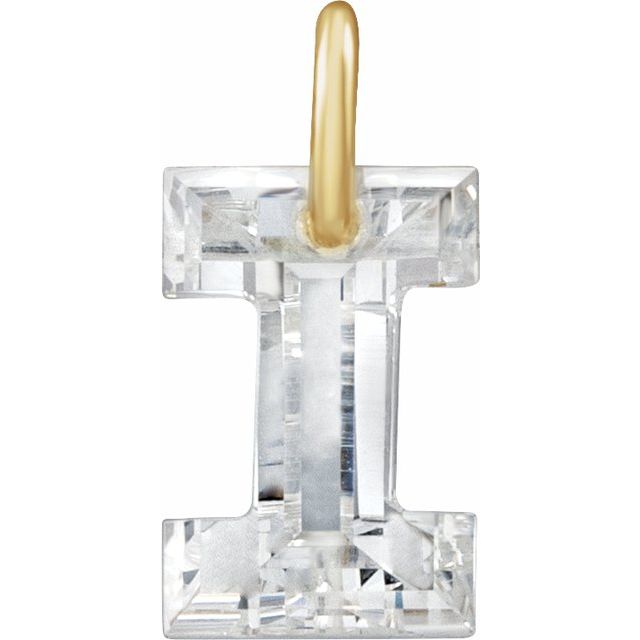 14K Yellow Gold 3/4 CT Lab-Grown Diamond Initial Dangle