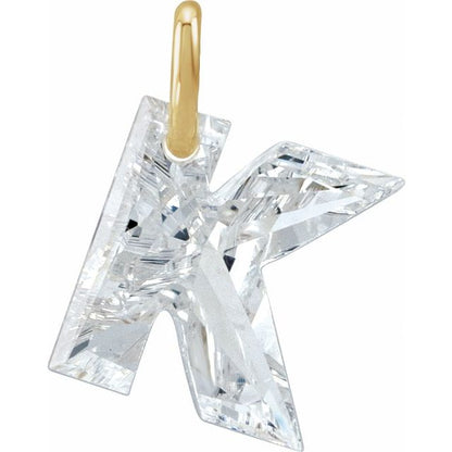 14K Yellow Gold 1 CT Lab-Grown Diamond Initial Dangle